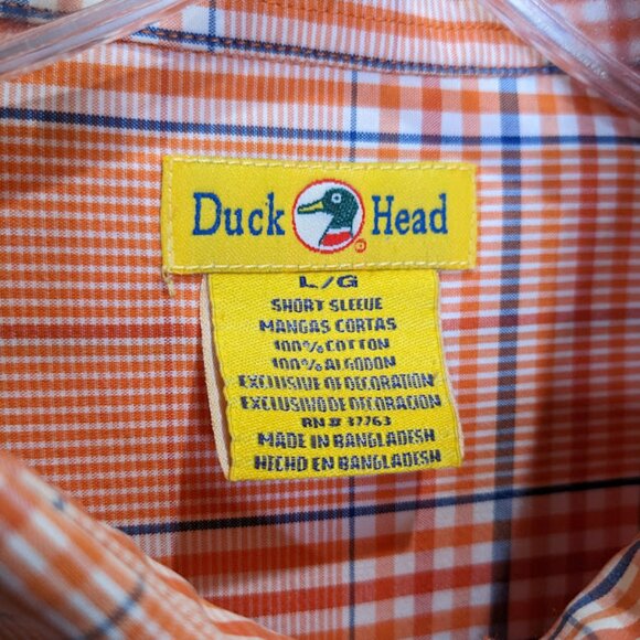 Duck Head Plaid Button Up Mens L Short Sleeve Casual Cotton Performance Shirt - Picture 6 of 7